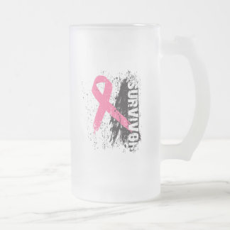 Paint Splash Design - Breast Cancer Survivor Frosted Glass Beer Mug