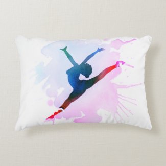 Paint splash girl dancing, sexy colored silhouette accent pillow