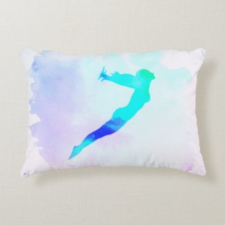 Paint splash girl jumping, sexy colored silhouette accent pillow