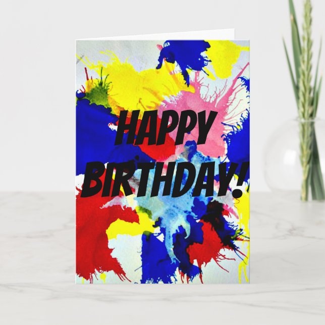 Paint Splash "Happy Birthday!" Card (Front)