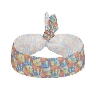 Paint splash palm prints, hands pattern colorful elastic hair tie