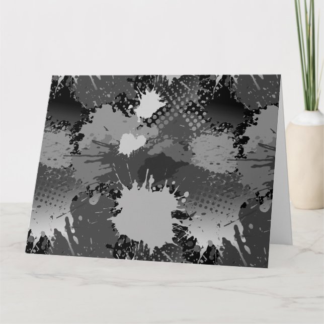Paint Splash Pattern 2 Letterpress Thank You Card (Front)