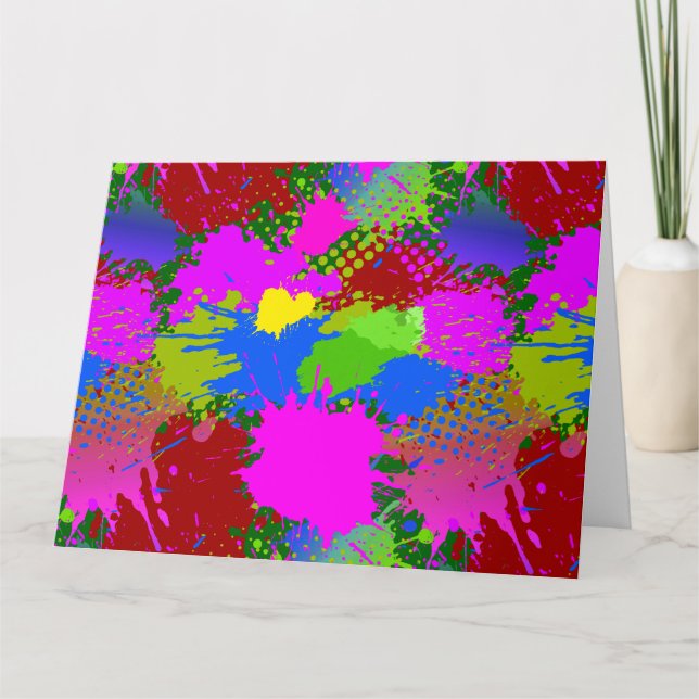 Paint Splash Pattern 3 Letterpress Thank You Card (Front)