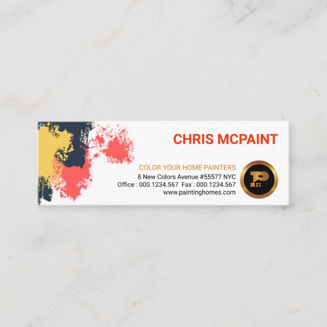 Paint Splash Peeling Wall Painting Contractor Mini Business Card (Front)