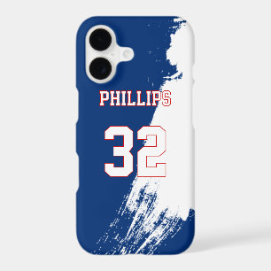 Paint Splash Red Blue Jersey Name Number iPhone 17 Case