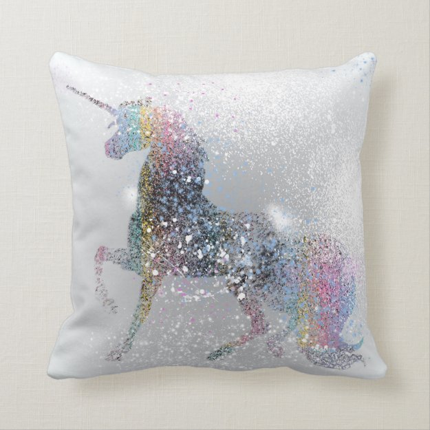 Paint Splash Unicorn Throw Pillow