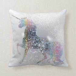 Paint Splash Unicorn Throw Pillow