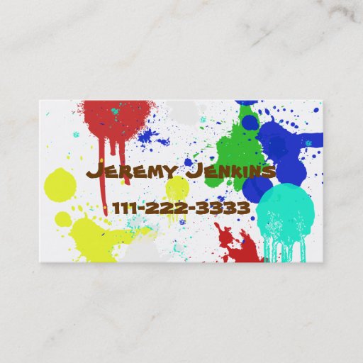 Customizable Paint Splashes Children's calling card Business Card Templates