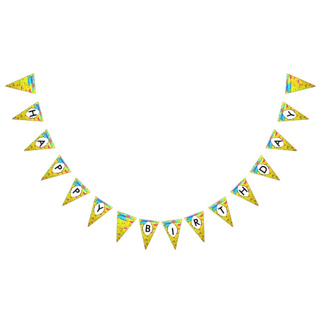Paint splashes on a yellow background bunting flags (All)