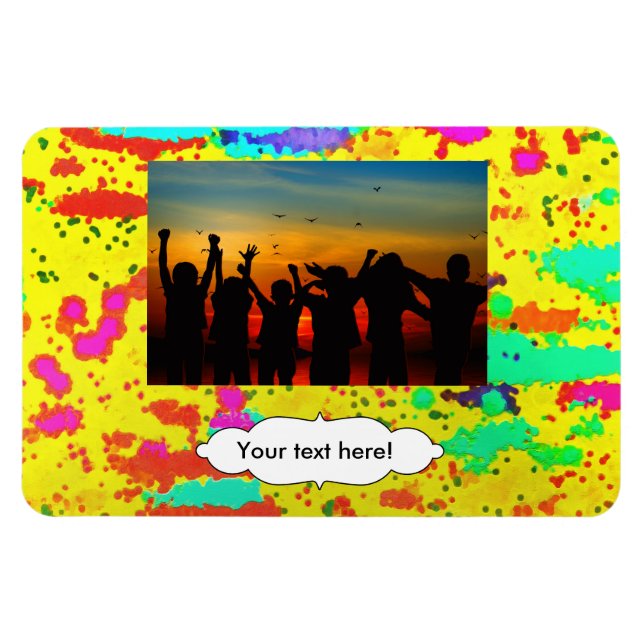 Paint splashes on a yellow background magnet (Horizontal)