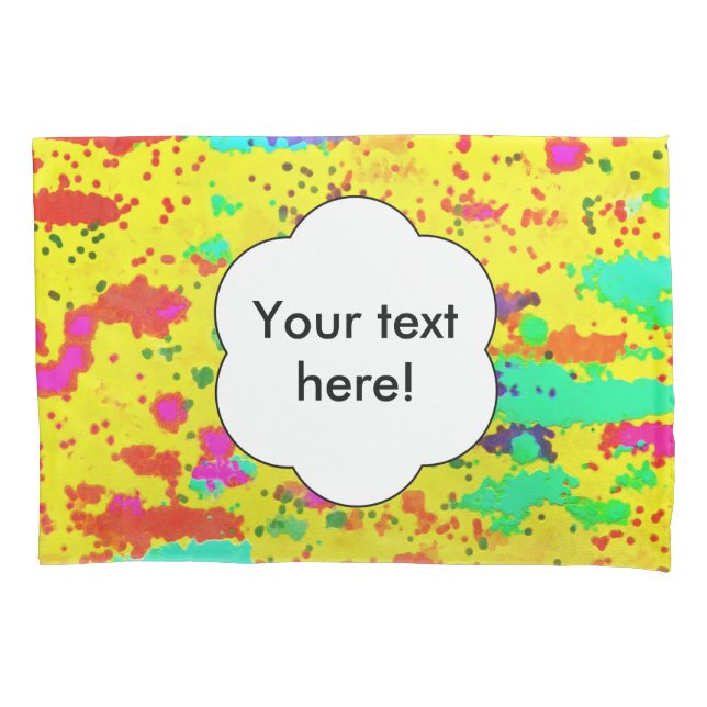 Paint splashes on a yellow background pillow case (Front)
