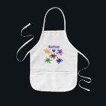 Paint Splashes Personalised Artist Kids' Apron<br><div class="desc">Bright colored paint daubs and blue heart for kids who love painting.</div>
