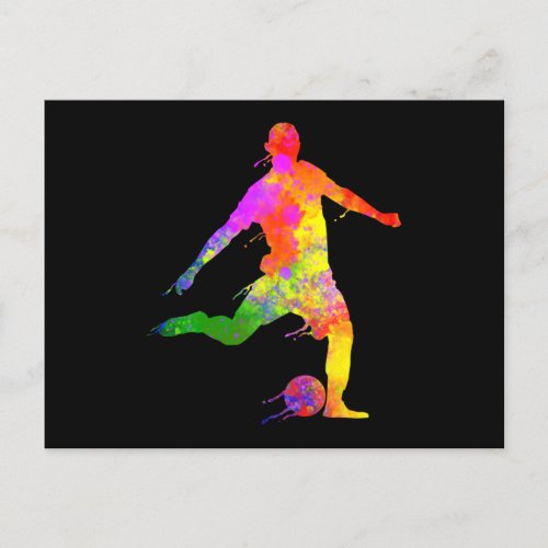 Paint Splashes Soccer Lover Graphic Soccer Player Postcard