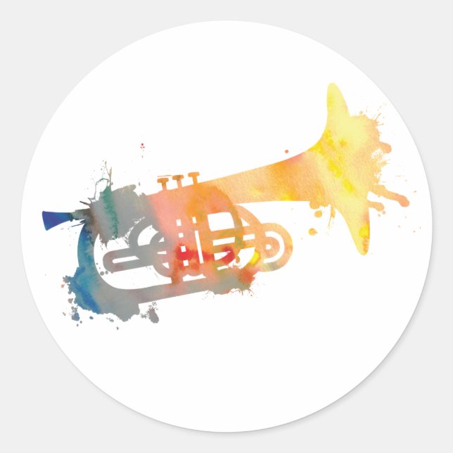 Paint Splat Mellophone Classic Round Sticker (Front)