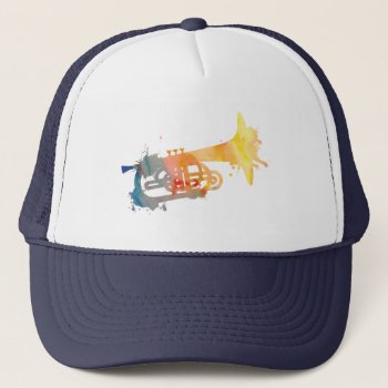 Paint Splat Mellophone Trucker Hat by marchingbandstuff at Zazzle