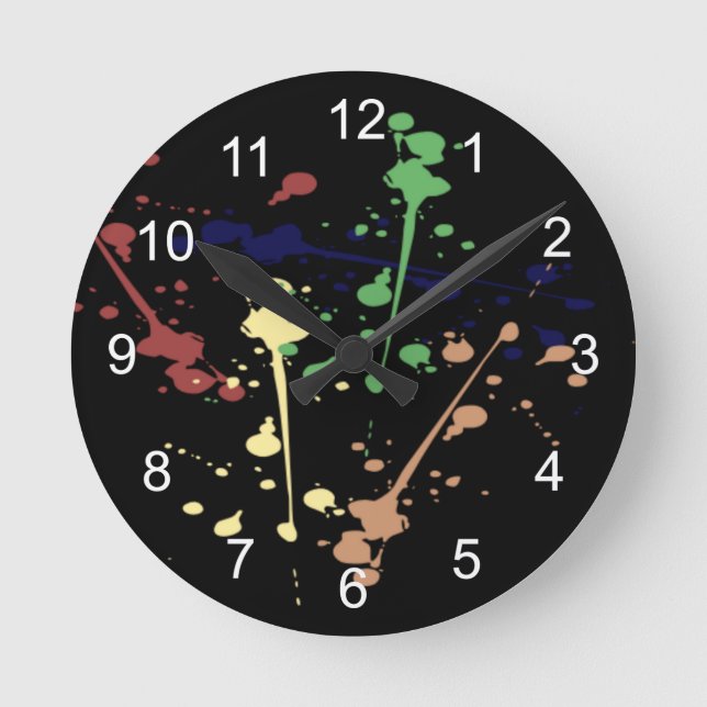 Paint Splat Round Clock (Front)