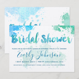 Paint Splat Watercolor Bridal Shower Invitations