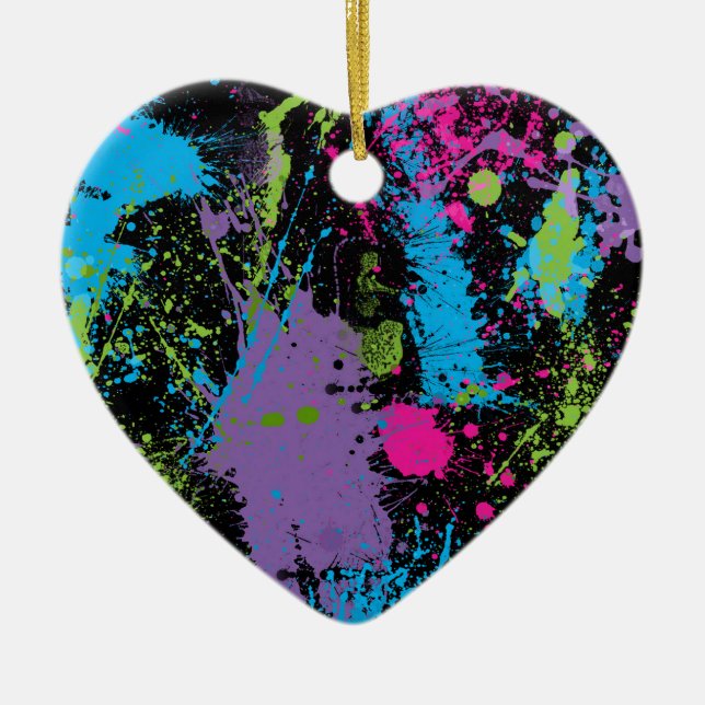 Paint Splater Ceramic Ornament (Front)