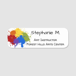 Paint Splats Artist Name Tag