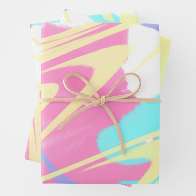 Paint Splatter Abstract Art Wrapping Paper Sheets (In situ)