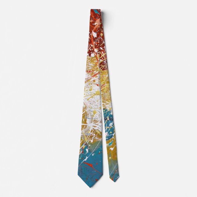 paint splatter abstract design neck tie (Front)
