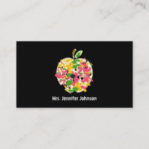 Paint Splatter Apple Teacher Business Card