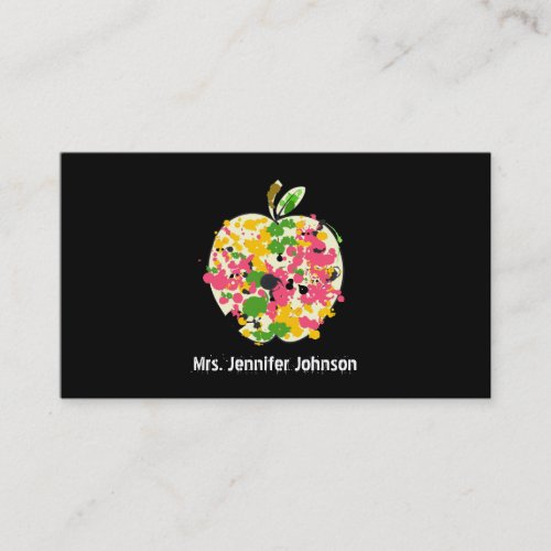 Paint Splatter Apple Teacher Business Card