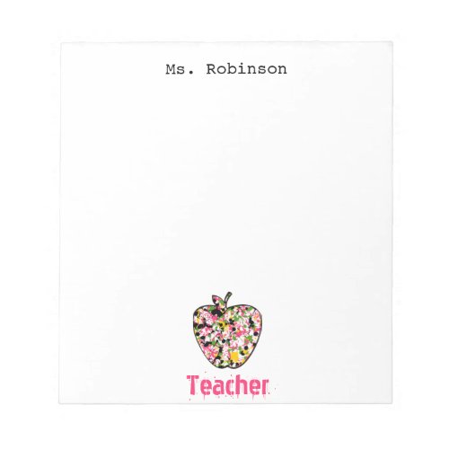 Paint Splatter Apple Teacher Notepad