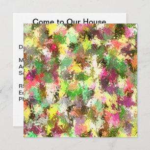 Paint Splatter Art Autumn Leaves Housewarming Invitation