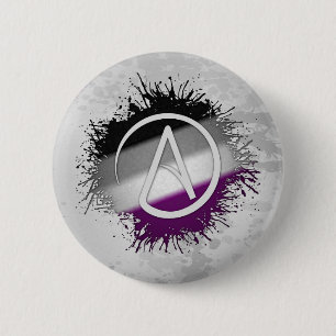 Paint Splatter Asexual Pride Atheist Symbol Pinback Button