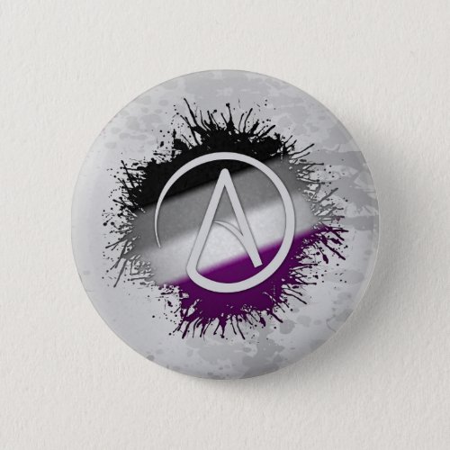 Paint Splatter Asexual Pride Atheist Symbol Pinback Button