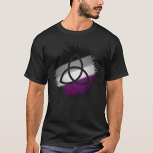 Paint Splatter Asexual Pride Flag Triquetra Symbol T-Shirt