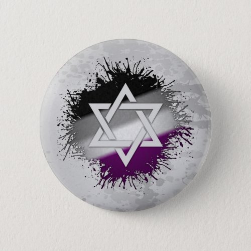 Paint Splatter Asexual Pride Star of David Symbol Pinback Button