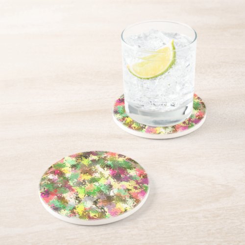 Paint Splatter Autumn Color Leaves Abstract Coaster