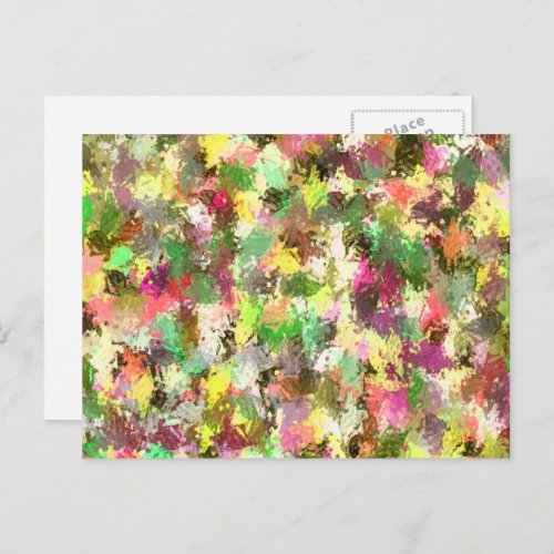 Paint Splatter Autumn Color Leaves Abstract Postcard