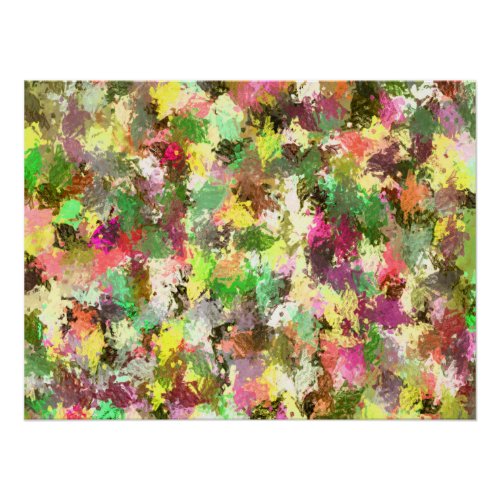 Paint Splatter Autumn Color Leaves Abstract Poster