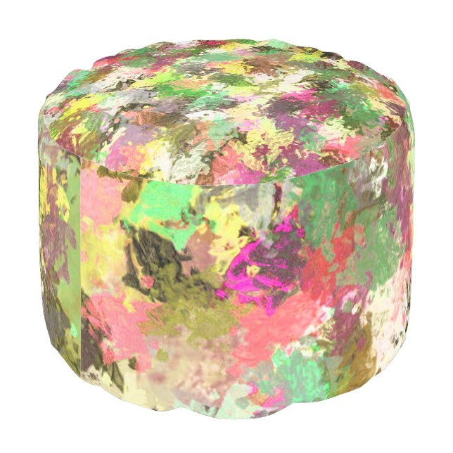 Paint Splatter Autumn Color Leaves Abstract Pouf (Angled Back)
