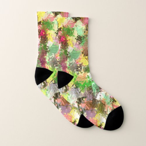 Paint Splatter Autumn Color Leaves Abstract Socks