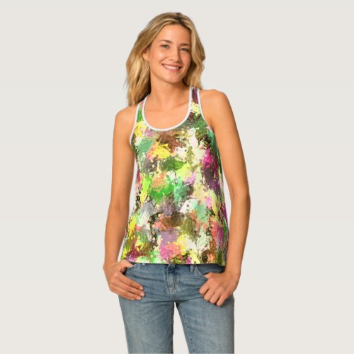 Paint Splatter Autumn Color Leaves Abstract Tank Top