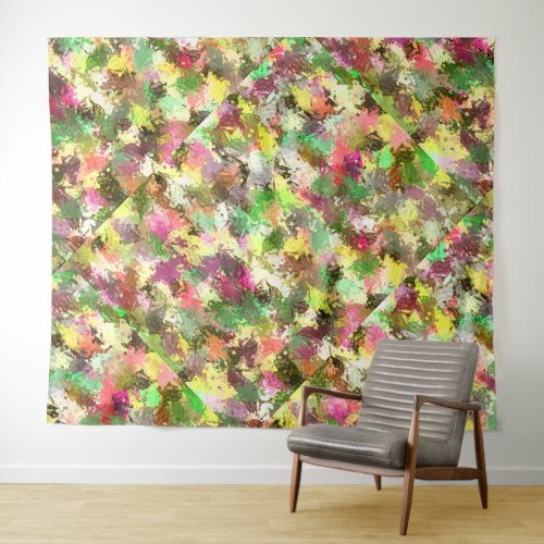 Paint Splatter Autumn Color Leaves Abstract Tapestry