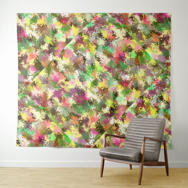 Paint Splatter Autumn Color Leaves Abstract Tapestry (In Situ (Horizontal))