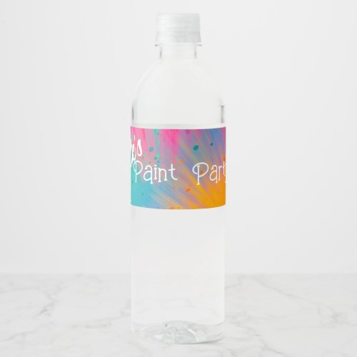 Paint Splatter Birthday Party Water Bottle Label