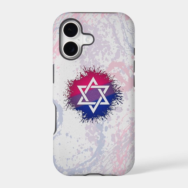 Paint Splatter Bisexual Pride Star of David Symbol Iphone Case (Back)