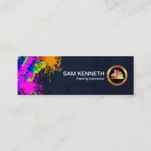 Paint Splatter Blue Grunge Peeling Paint Mini Business Card
