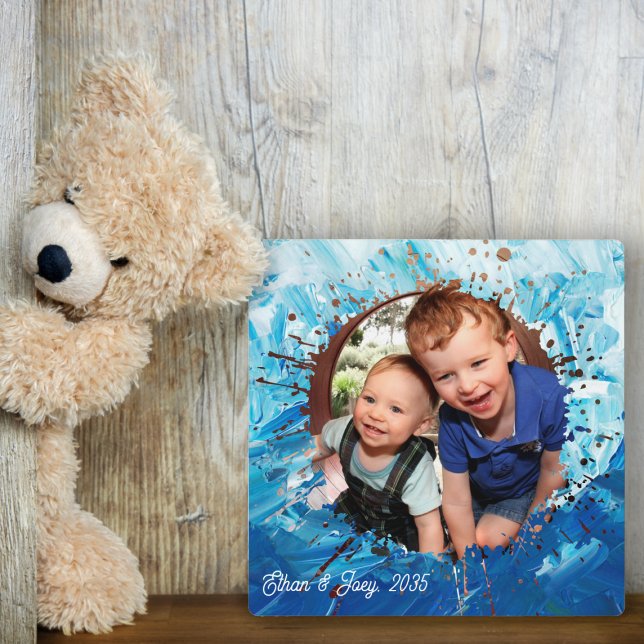 Paint Splatter Blue Kids Photo Frame (Creator Uploaded)