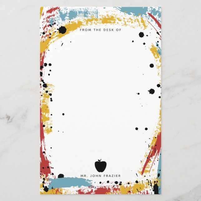 Paint Splatter Brush Strokes Apple Teacher (Front)