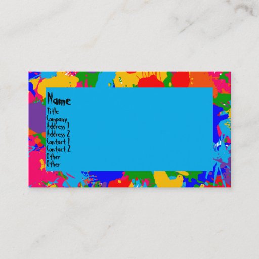 Customizable Paint Splatter Business Card