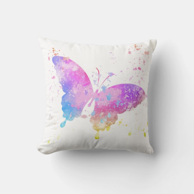 Paint Splatter Butterfly Throw Pillow (Front)