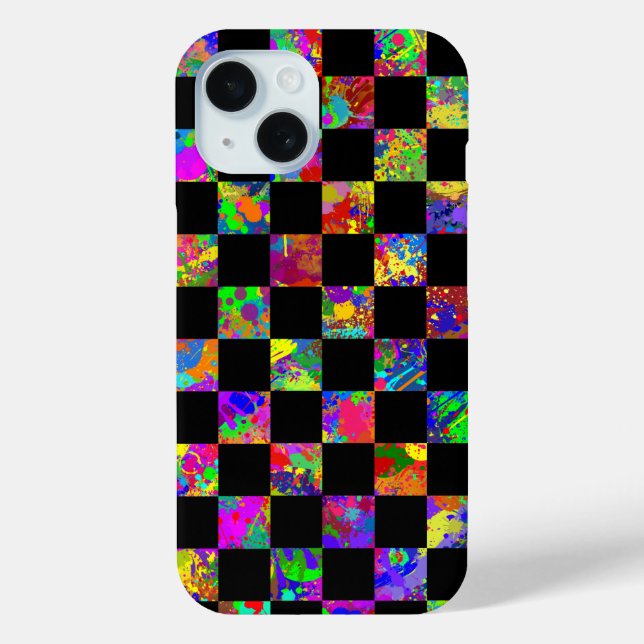 Paint Splatter Checker Board Pattern  Case-Mate iPhone Case (Back)