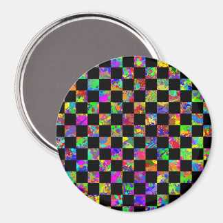 Paint Splatter Checker Board Pattern Magnet